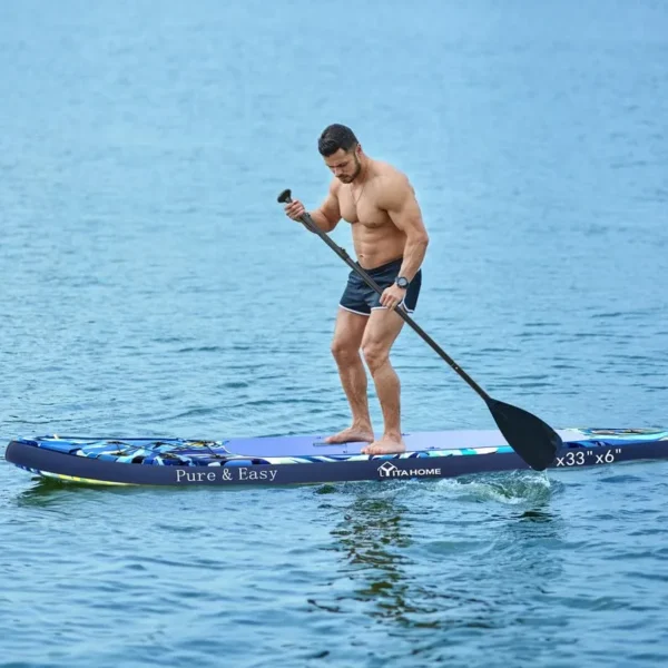 11'x 6'' Inflatable SUP Board with SUP Accessories Including Backpack Wide Stance Surf Control Waterproof Phone Case Leash Paddle Pump Standing Boat - 图片 9