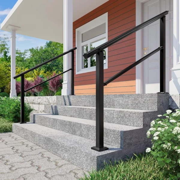 52" Length Handrails For 3-4 Step Stair in Black for Entryway