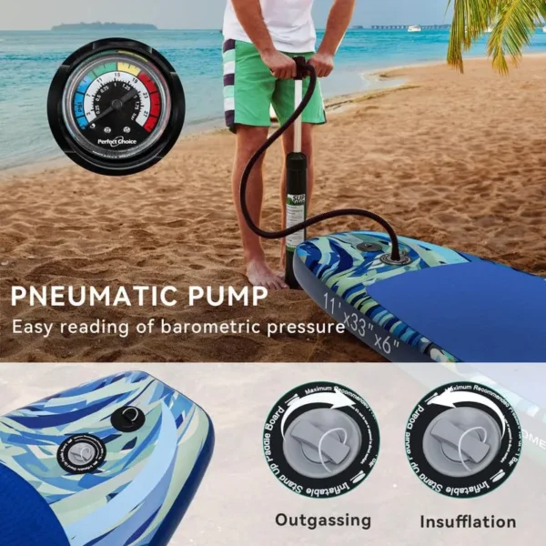 11'x 6'' Inflatable SUP Board with SUP Accessories Including Backpack Wide Stance Surf Control Waterproof Phone Case Leash Paddle Pump Standing Boat - 图片 10