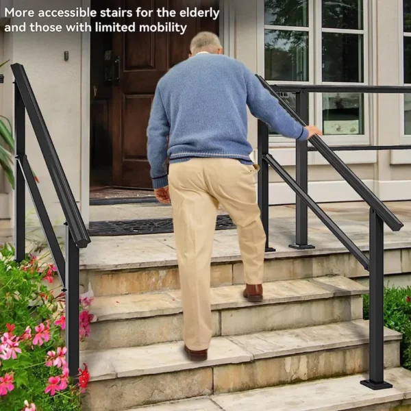 52" Length Handrails For 3-4 Step Stair in Black for Entryway - 图片 4