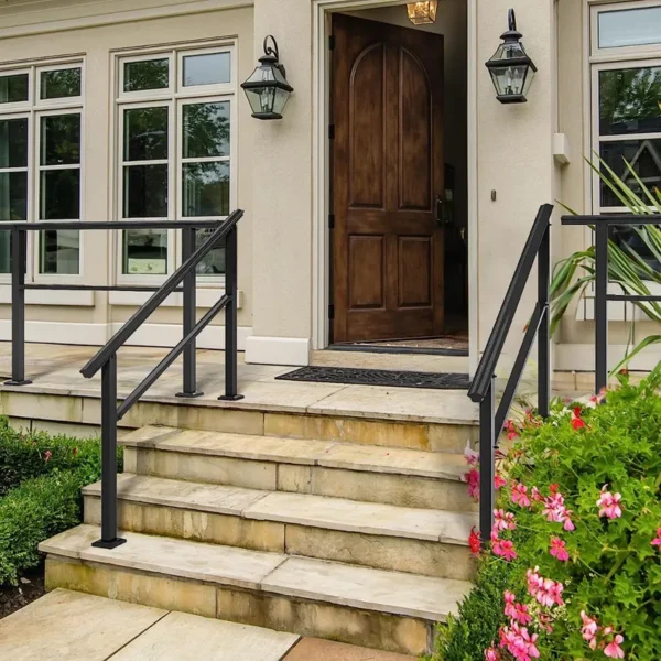 52" Length Handrails For 3-4 Step Stair in Black for Entryway - 图片 5