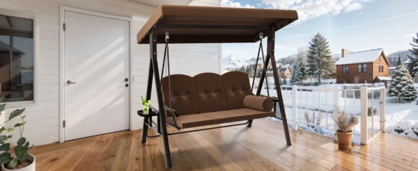 3-Person Canopy Porch Swing Outdoor Large Patio Swing Chair - 图片 21