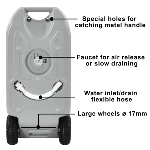 10.6 Gallon Portable Camping Water Holding Tank with Large Wheels - 图片 13