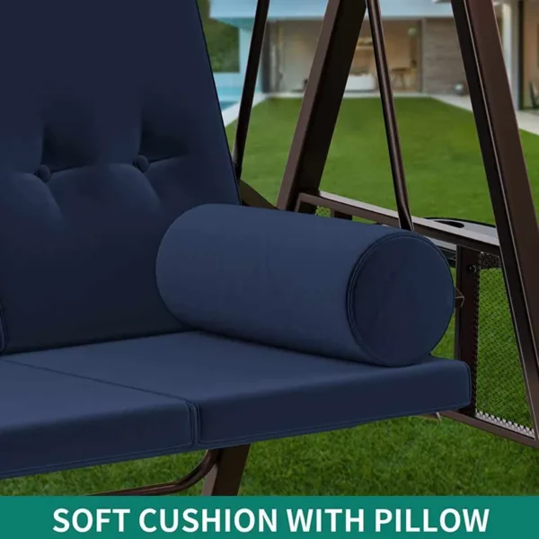 3-Person Canopy Porch Swing Outdoor Large Patio Swing Chair - 图片 5