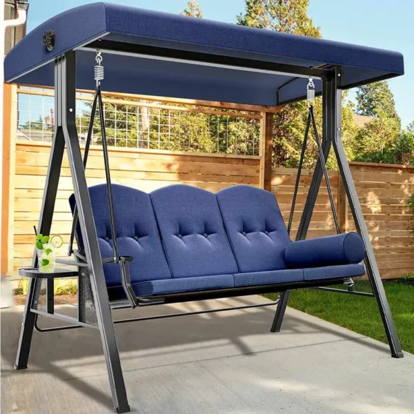 3-Person Canopy Porch Swing Outdoor Large Patio Swing Chair - 图片 8