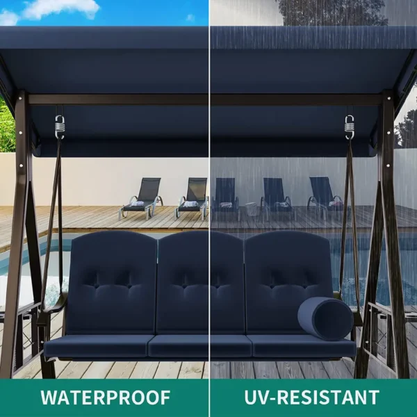 3-Person Canopy Porch Swing Outdoor Large Patio Swing Chair - 图片 9