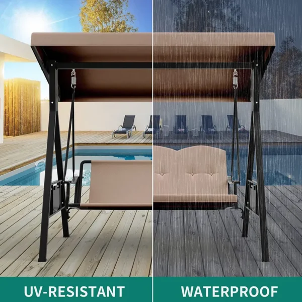3-Person Canopy Porch Swing Outdoor Large Patio Swing Chair - 图片 17