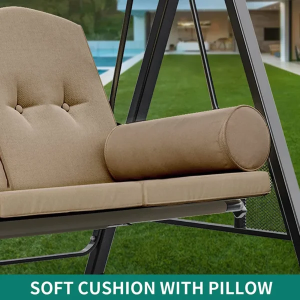 3-Person Canopy Porch Swing Outdoor Large Patio Swing Chair - 图片 16