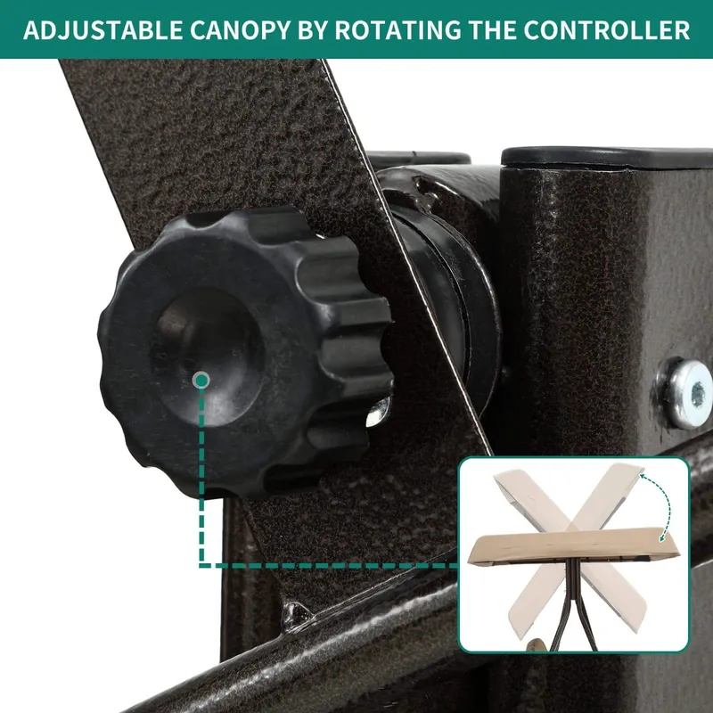 3-Person Canopy Porch Swing Outdoor Large Patio Swing Chair - 图片 11