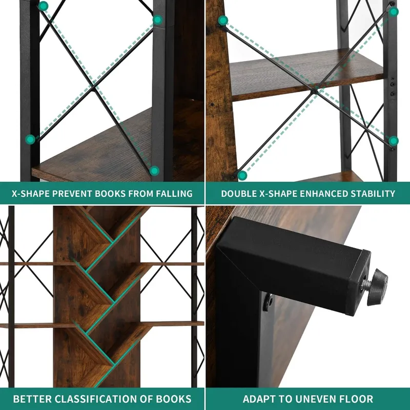 70"H x 55"W Large Wood Tree Display Shelves Bookcase - 图片 5